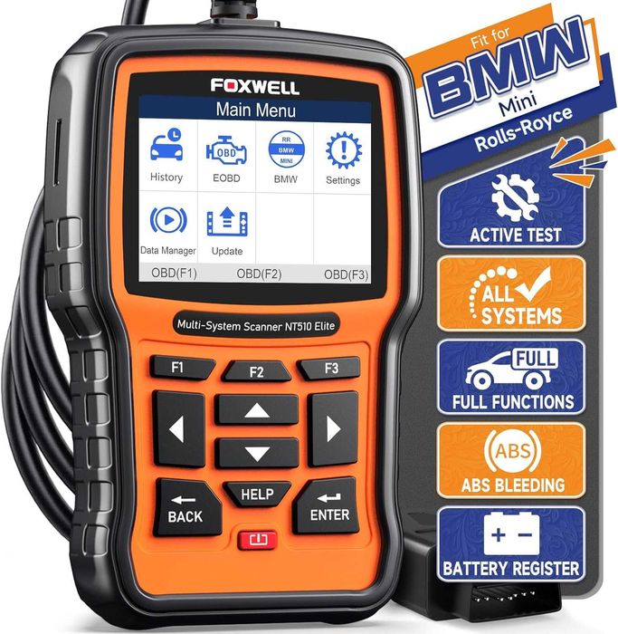 FOXWELL NT510 OBD2 диагностика за кола кодочетец скенер за грешки