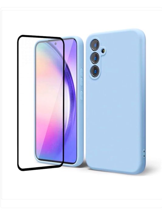 Husa Glow Interio Alcantara si Folie Sticla Samsung S21/S23/S24/S25 FE