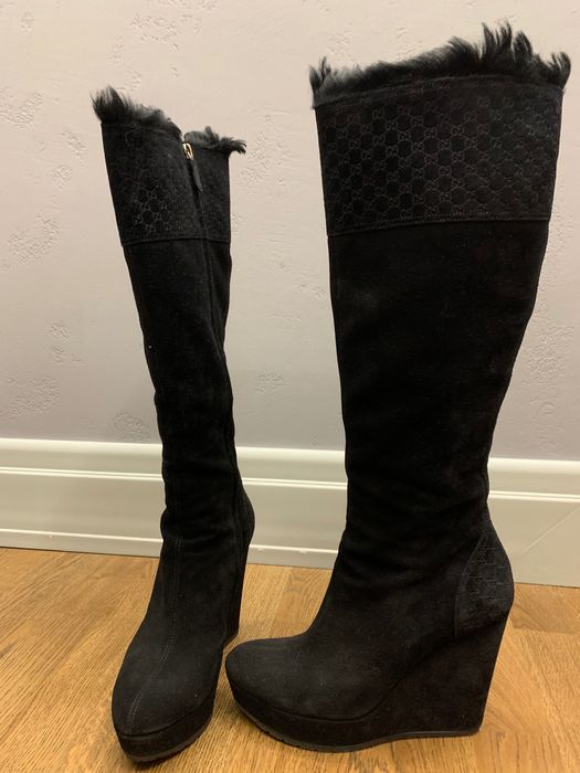 Замшевые сапоги GUCCI