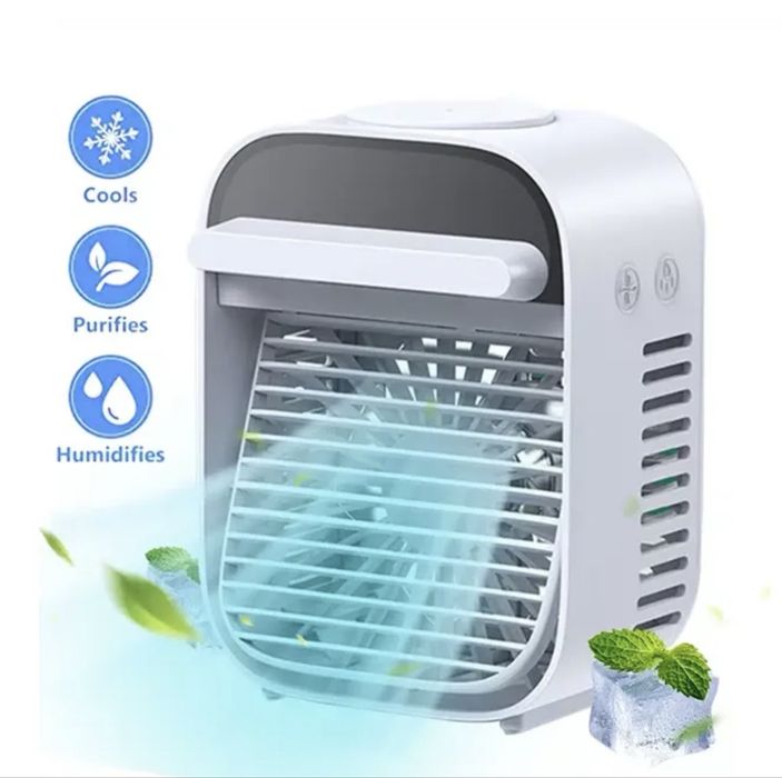Mini Răcitor de Aer Portabil Bibica Edition  3 în 1 Răcire, Umidificare și Purificare, Rezervor 750ml, Alimentare USB, 10W