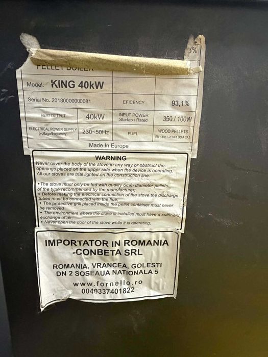 Vand centrala peleti 40kw fornello