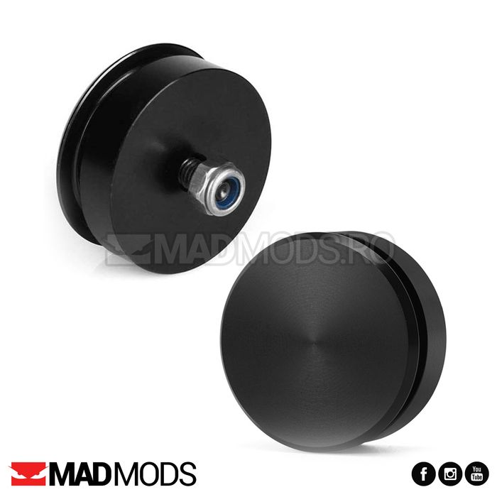 Set Dop anulare stergator luneta, Aluminiu, Negru, 4cm, Universal