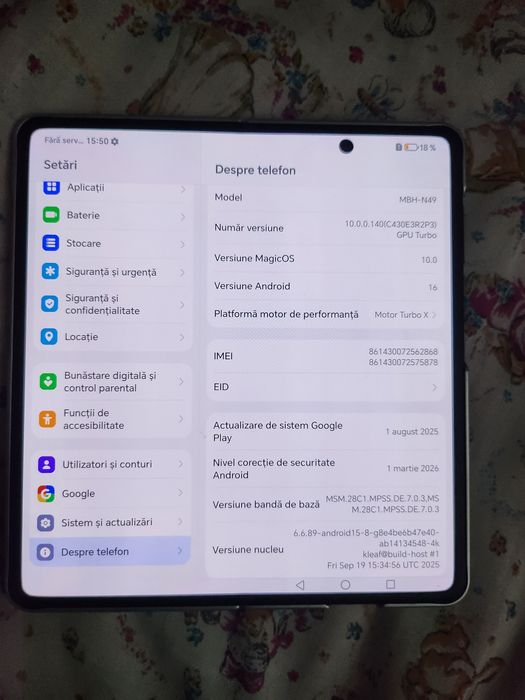 Honor magic v5 16+16/512gb android 16 nou la cutie,folie ambele ecrane, husă aluminiu cu protecție ,dual sim, liber de rețea.