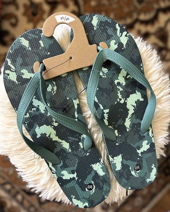 Papuci plaja Inextenso barbati 45/46, verde, camuflaj