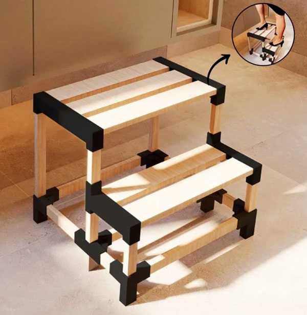 Scara din lemn cu doua nivele 39x38x38cm greutate suportata 180 kg