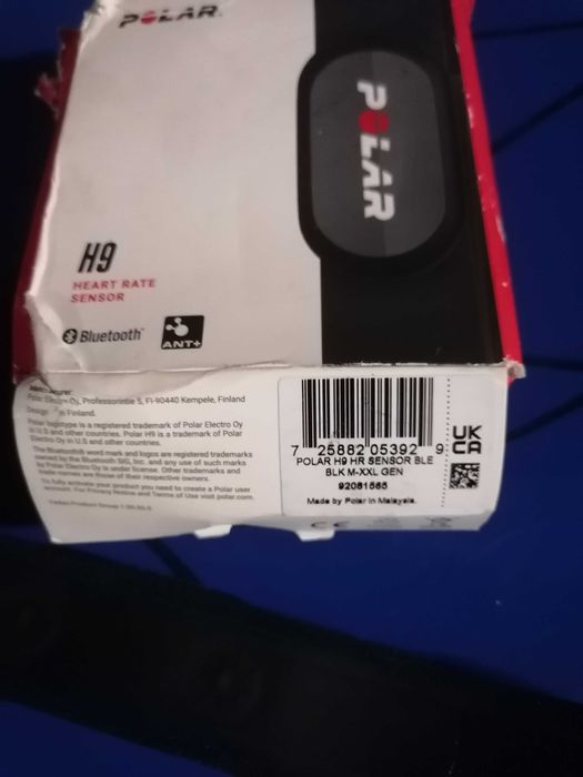 Senzor ritm cardiac Polar H9 Bluetooth ANT+ negru, centură puls pentru alergare, fitness, ciclism și antrenamente, M-XXL compatibil Android si IOS
