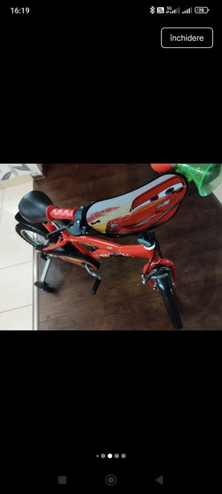 Bicicletă copii unisex Disney Cars (Fulger McQueen), roșie