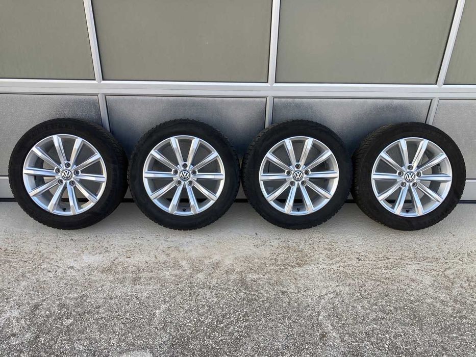 Jante cu cauciucuri vara 215/55/17 originale Volkswagen London R 17 cu senzori presiune