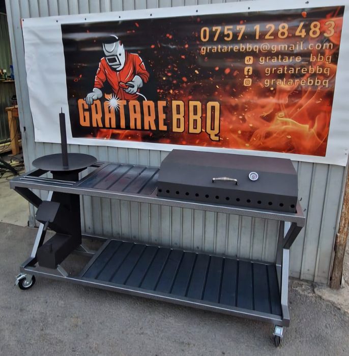 Grătar cu soba tip racheta, arzător pe gaz ,chiuveta