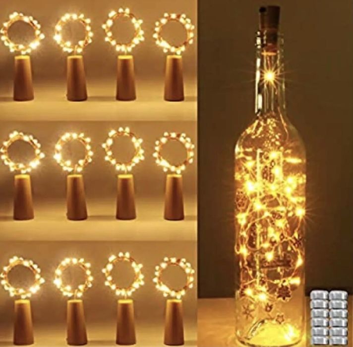 2 x Светеща Тапа за Бутилка с LED Гирлянд Декор