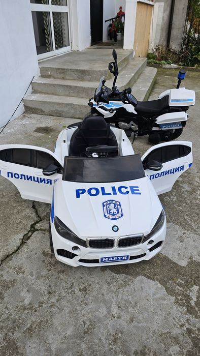 BMW X6 детска електрическа кола Police – дистанционно, LED