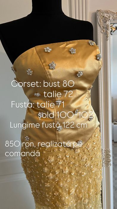 Rochie corset fusta aurii paiete