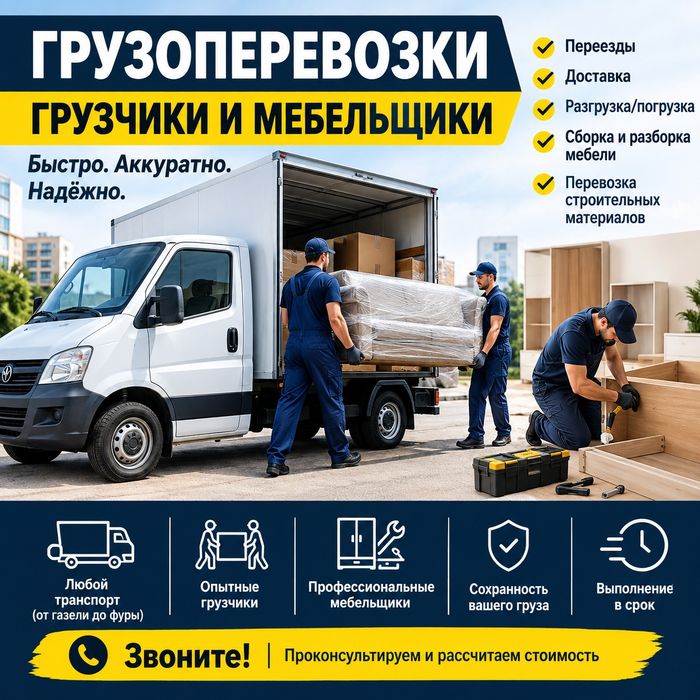 Услуги грузчики, газель и мебельщики