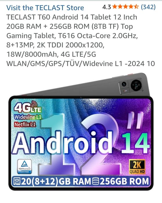 Гейминг таблет TECLAST T60 - 12 инча 20/256