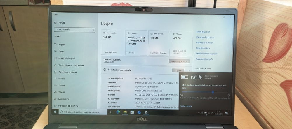 Laptop Dell Latitude 7410_i7 10610U gen 10_16GB LPDDR4X_SSD 512_14"FHD