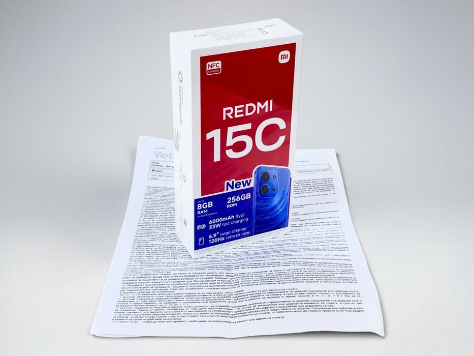 НОВ! Xiaomi Redmi 15C 4G 256GB 4RAM Black 3г. Гаранция!