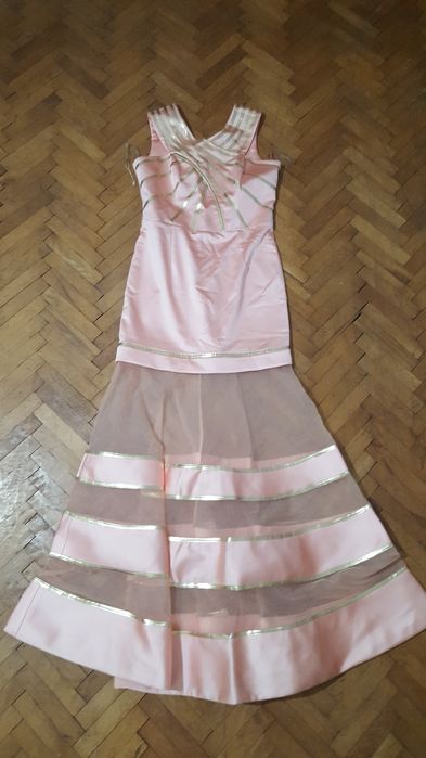 Rochie lunga ocazie roz - auriu marimea M / 40 odrella