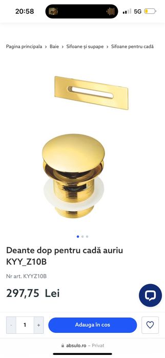 Deante dop pentru cadă auriu KYY_Z10B