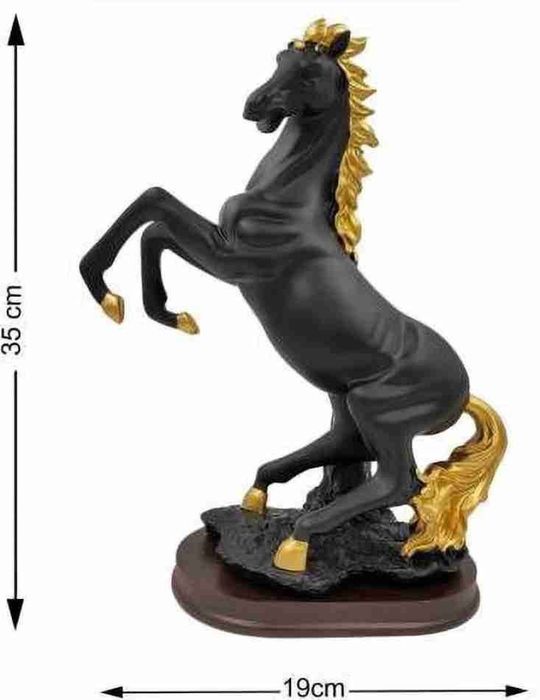 Статуэтка «Элитный конь» 35 см — чёрный/белый с золотом