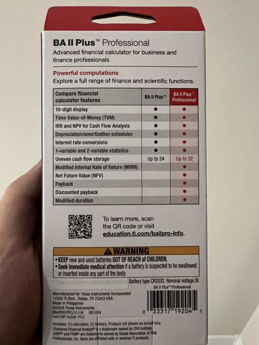 Texas Instruments BA II Plus professional финансовый калькулятор. CFA