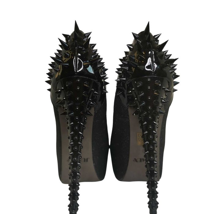 Елегантни черни токчета с шипове за сцена, парти или фотосесия, 38