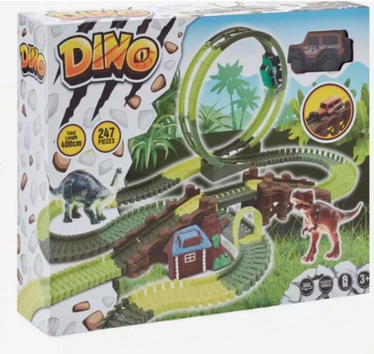 Dino писта момчета Писта с динозаври, с примка и аксесоари, бр.7 броя подарък