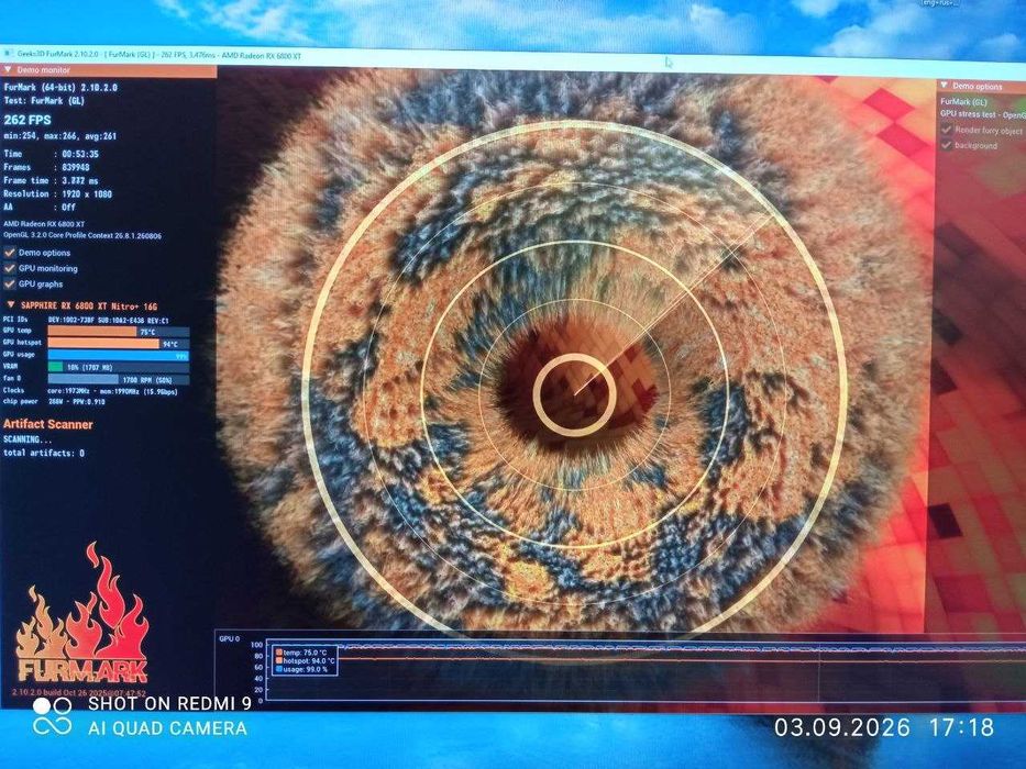 Sapphire NITRO+ AMD Radeon RX 6800 XT 16GB (Фабрично ускорена, Топ охлаждане, Перфектно състояние)