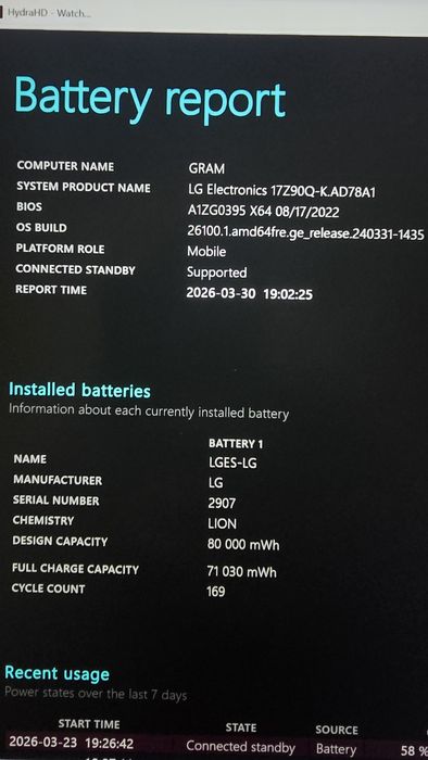 Лаптоп Lg Gram 17z90q, i7-1260P, 32GB ram, 1TB nvme, 17" WQXGA