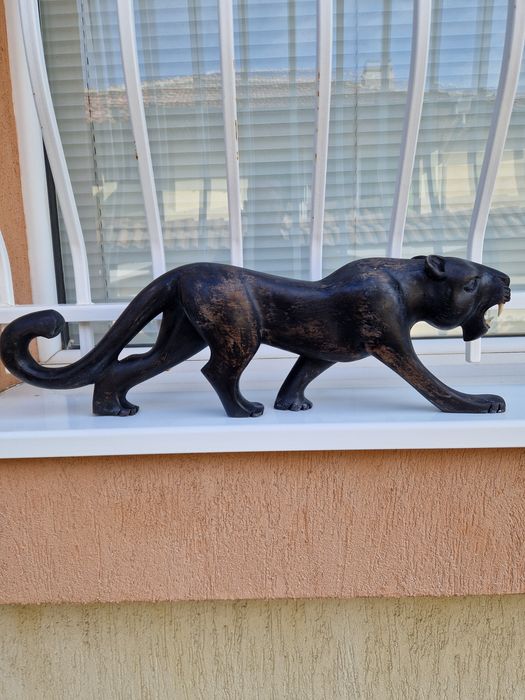 Прекрасна огромна антикварна дървена фигура статуетка