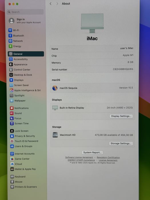 Apple iMac M1 2022 A2438 – 24″ Retina 4.5K Monoblok