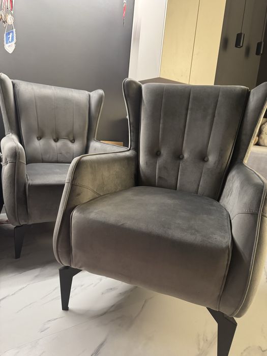 Сив фотьойл кадифена дамаска