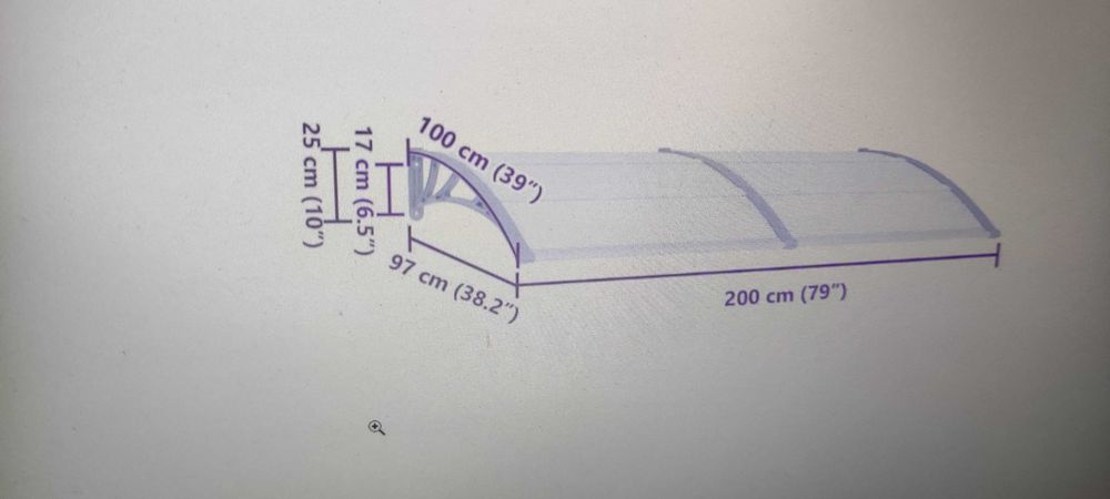 Навес за врата сив 200x100 см PC