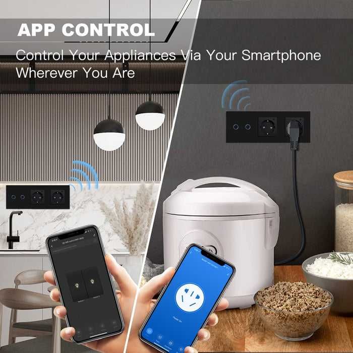 Смарт ключ за осветление и контакт Bseed – Wi-Fi, Стъклен панел