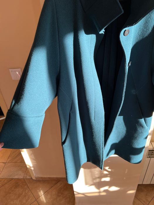 Вълнено палто Max&Co тъмен тюркоаз