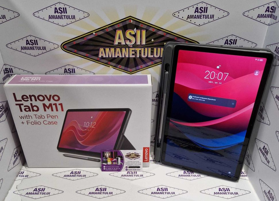 Tableta LENOVO Tab M11, 8GB RAM, 128GB, Wi-Fi + SIM cu husa si Pen