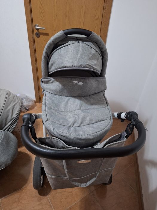 Бебешка количка 3 в 1 Adbor - Nemo len, сив лен