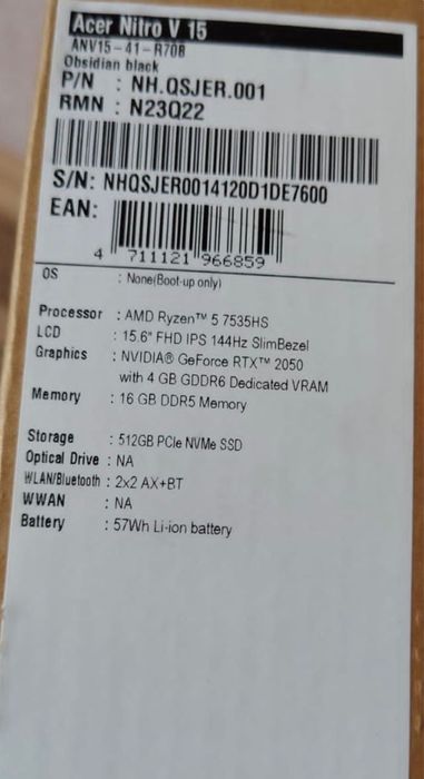 Acer Nitro состояние новый