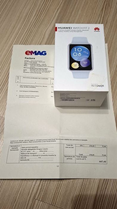 Huawei Watch Fit 2 bleu + curea neagră cadou