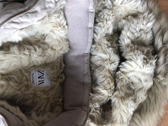 Чисто Ново красиво модерно Зимно бежово топло яке Зара