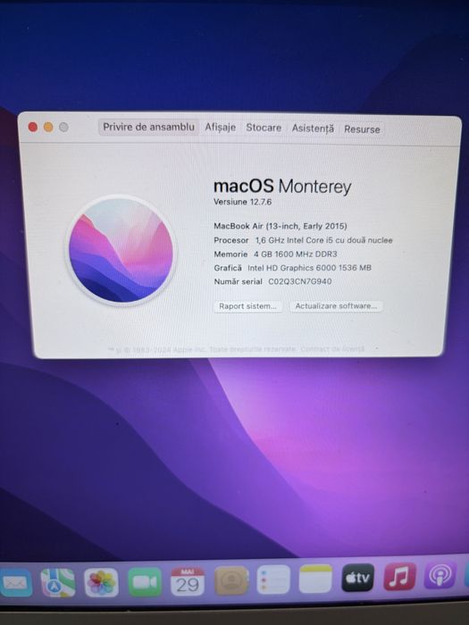 MacBook Air 13 inch (Early 2015) • 128GB SSD • Perfect Funcțional • Încărc