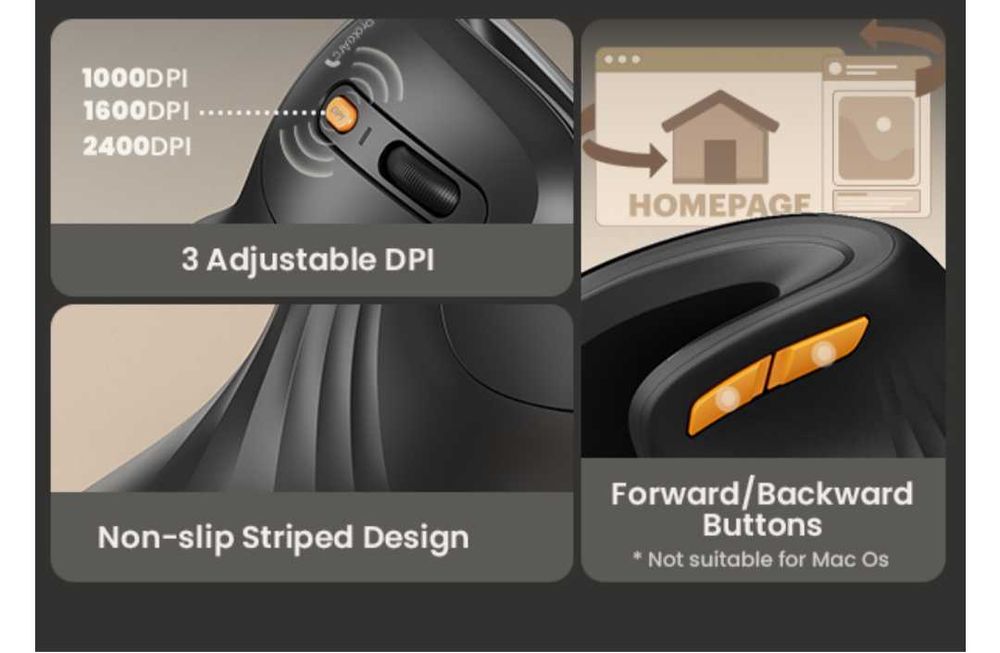 ProtoArc Ергономична мишка EM11 NL Bluetooth презареждаща  се безжична