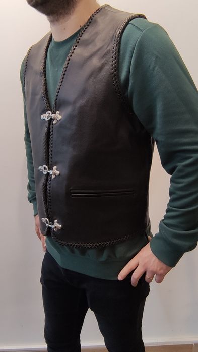 Vesta moto piele naturala SM Sinister +șnur lateral S, M, L,XL,2XL,3XL