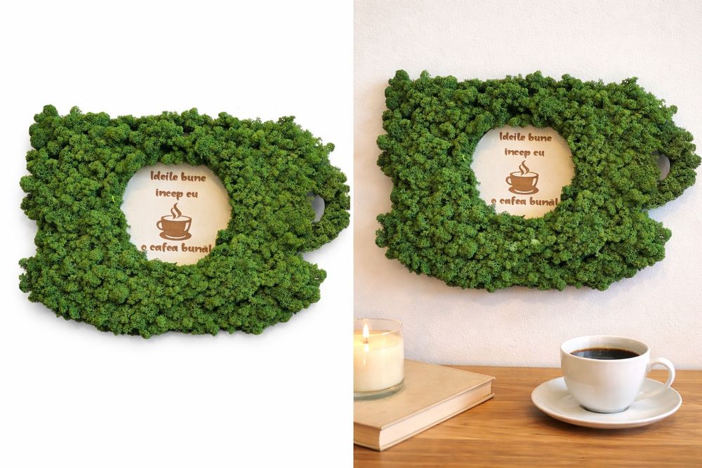 Tablou Coffee realizat din licheni stabilizati
