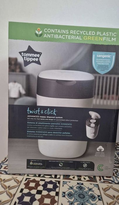 Cos pentru scutece Sangenic Twist&Click alb/gri, 1 bucata, Tommee Tipp