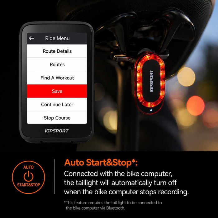 Задна SMART LED стоп светлина с радар IGPSPORT SR Mini, Bluetooth/ANT+, IPX7