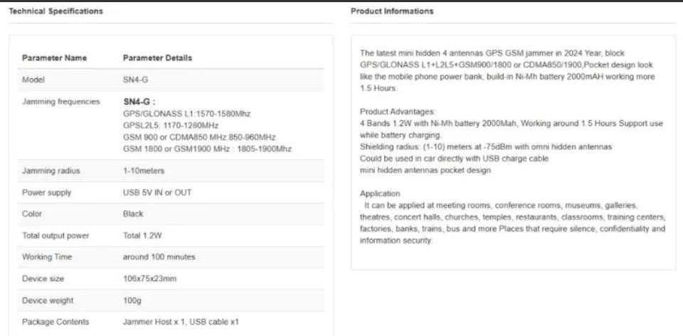 2000mA SIM GPRS Заглушител GPS АнтиСателитно Позициониране ЛичнаЗащита