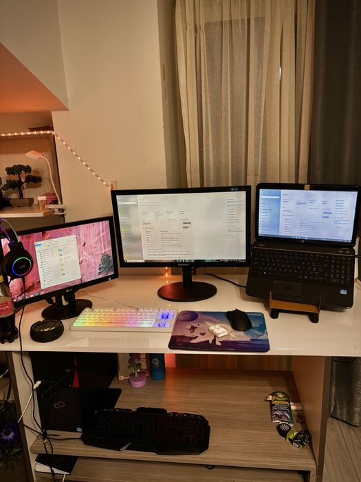 Setup complet de birou – PC + Laptop + 2 monitoare + periferice