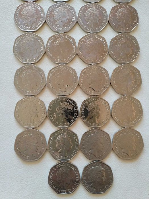 Английски Монети 50p Английски Пенс. Колекция от Най-Редките, Юбилейни и Скъпи 50 Пенса