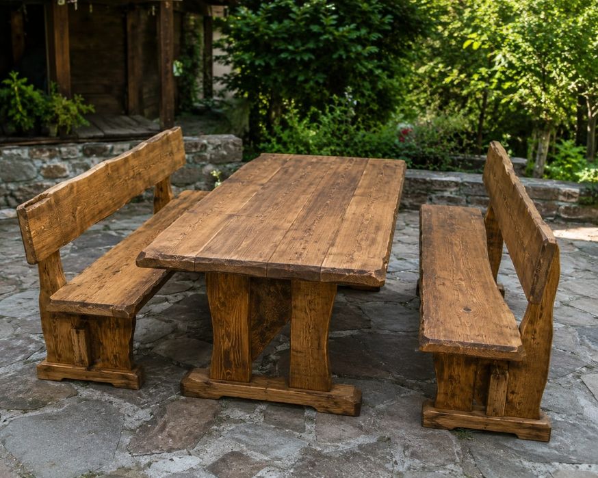 Băncuțe, mese și pergole lemn masiv