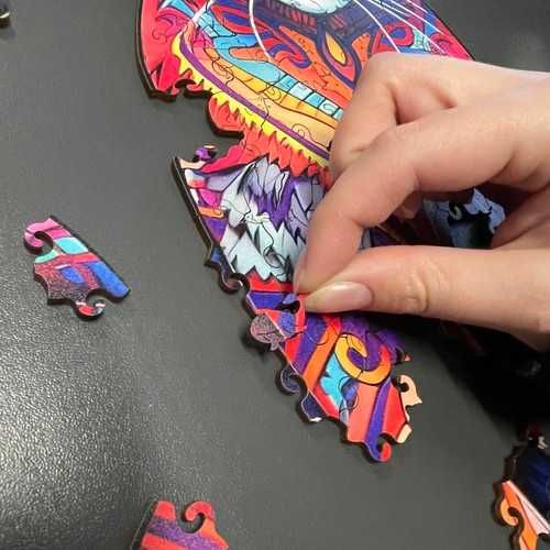 Дървен пъзел-котка